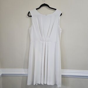Tahari ASL pleated front white dress